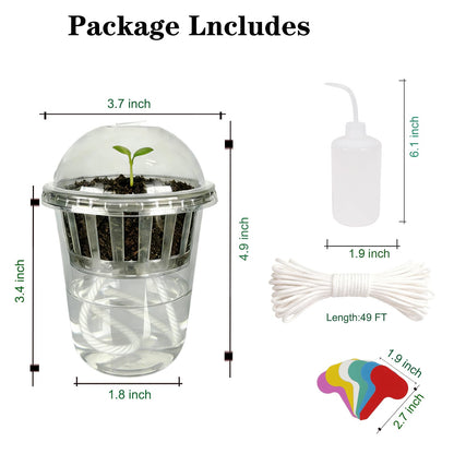 Niiiice 24 Pack 4 inch 360 ML Clear Self Watering Plant Pots, Transparent Plant Germination Nursery Pot, Seed Starting Container for Indoor Outdoor Planting Seedling