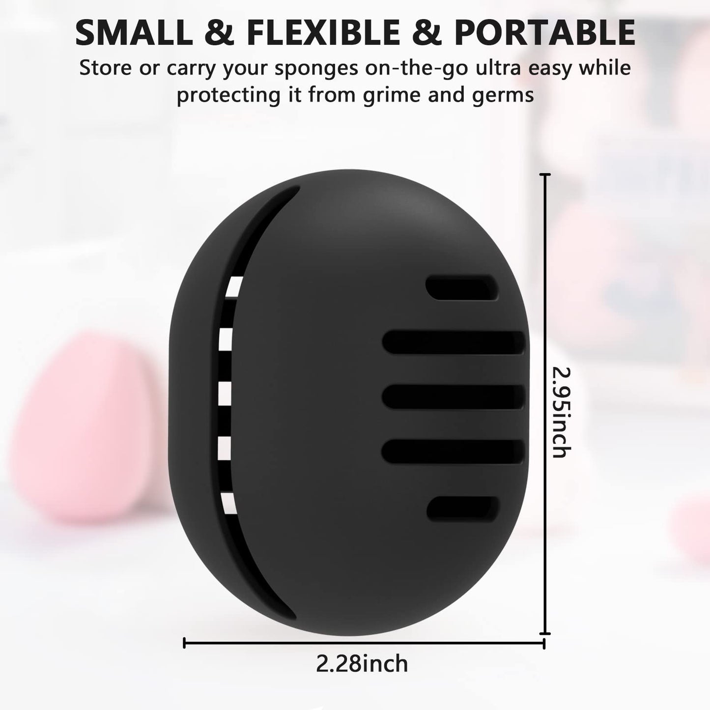 2 Pcs Makeup Sponge Holder,Double-Sided Breathable Silicone Beauty Blender Holder for Travel or Daily,Shatterproof Make-up Travel Case Quick Drying Easy to Carry,Grey+Pink