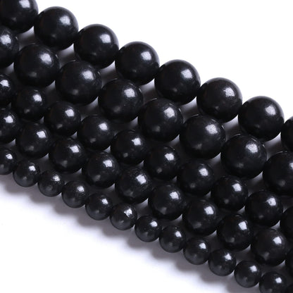4MM 88PCS Natural Stone Shungite Beads Crystal Loose Beads for Jewelry Making DIY Bracelet