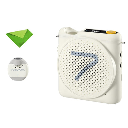 7RYMS WA2 Voice Amplifier for Teachers with Wireless Lavalier Microphone,Portable Speaker for Classroom,Speech,Training Outdoor,Mini Speaker Clip-On Mic- Noise Canceling,164ft Range,23H Working-White