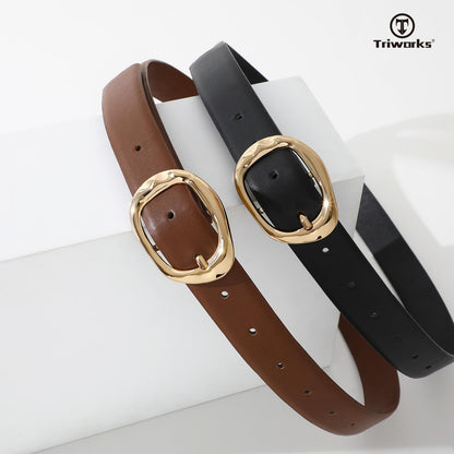 TRIWORKS 2 Pack Leather Belts for Women Fashion Waist Belt with Liquid Shapes Women Belt for Jeans Pants Dresses
