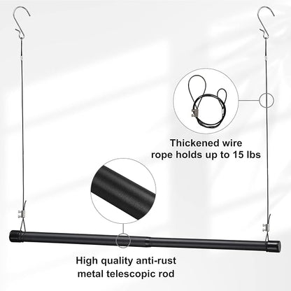 INFLATION 2 Pack Hanging Closet Rod 15-40 Inch Adjustable Width for Stylish Clothes Rack and Hangers, Versatile Black Tension Rod 35 Inch Height Perfect Clothing Organizer for Women, Men, Kids