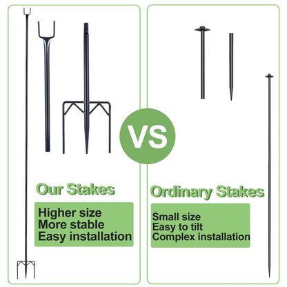6 Pack 7.2ft Metal Garden Netting Support Stakes, Heavy Duty Garden Netting Pole with 50 Tie Rustproof Gardening Fence Stake Crop Cage Protection Post Frame for Support Fruits Garden Bed Plant Net