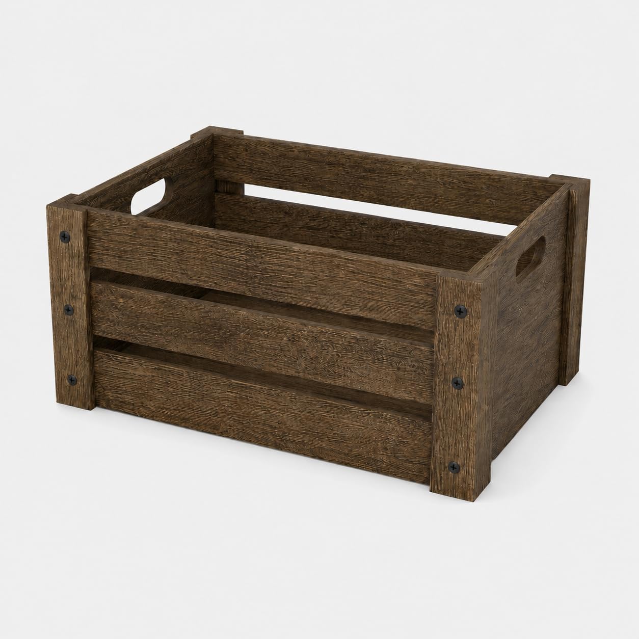 BOY MCOWBOY Wooden Crates for Display, 3 Pack Large Rustic Handmade Wood Crate for Storage, Wooden Basket with Handles, Nesting Crates Boxes for Container and Decor Living Room Outdoor Christmas