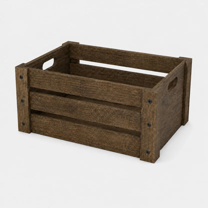 BOY MCOWBOY Wooden Crates for Display, 3 Pack Large Rustic Handmade Wood Crate for Storage, Wooden Basket with Handles, Nesting Crates Boxes for Container and Decor Living Room Outdoor Christmas