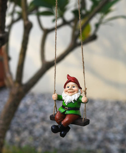 Tsilin Funny Garden Gnomes Statue Hanging Dwarf Figurines Ornament Sculpture Swing Gnome for Outdoor Pation Yard Lawn Porch Home Christmas Tree Decor Halloween New Year