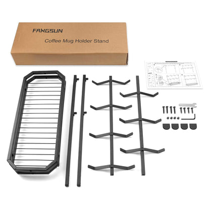 FANGSUN Large Coffee Mug Holder Stand Countertop, Tree Rack for 14 Mugs, 2 Tier Counter Display Storage, Metal Wire Tea Cup Holder for Coffee Station Kitchen Organizer, Not Included Mugs
