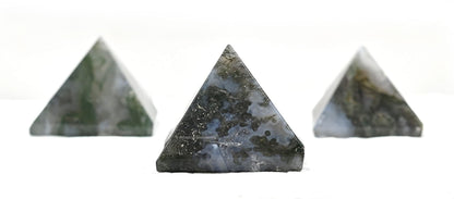 Amazing Gemstone Moss Agate Pyramid Crystal Healing Stones - 1" Great Pyramid Figurine of Natural Stone Pyramid for Meditation, Reiki, Chakra Balancing and Crystal Pyramids Grid