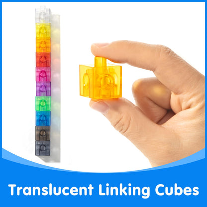 Odoorgames Translucent Linking Cubes – Engaging Math Toy, Light Table Manipulatives, Math Blocks for Early Learning and Creative Play