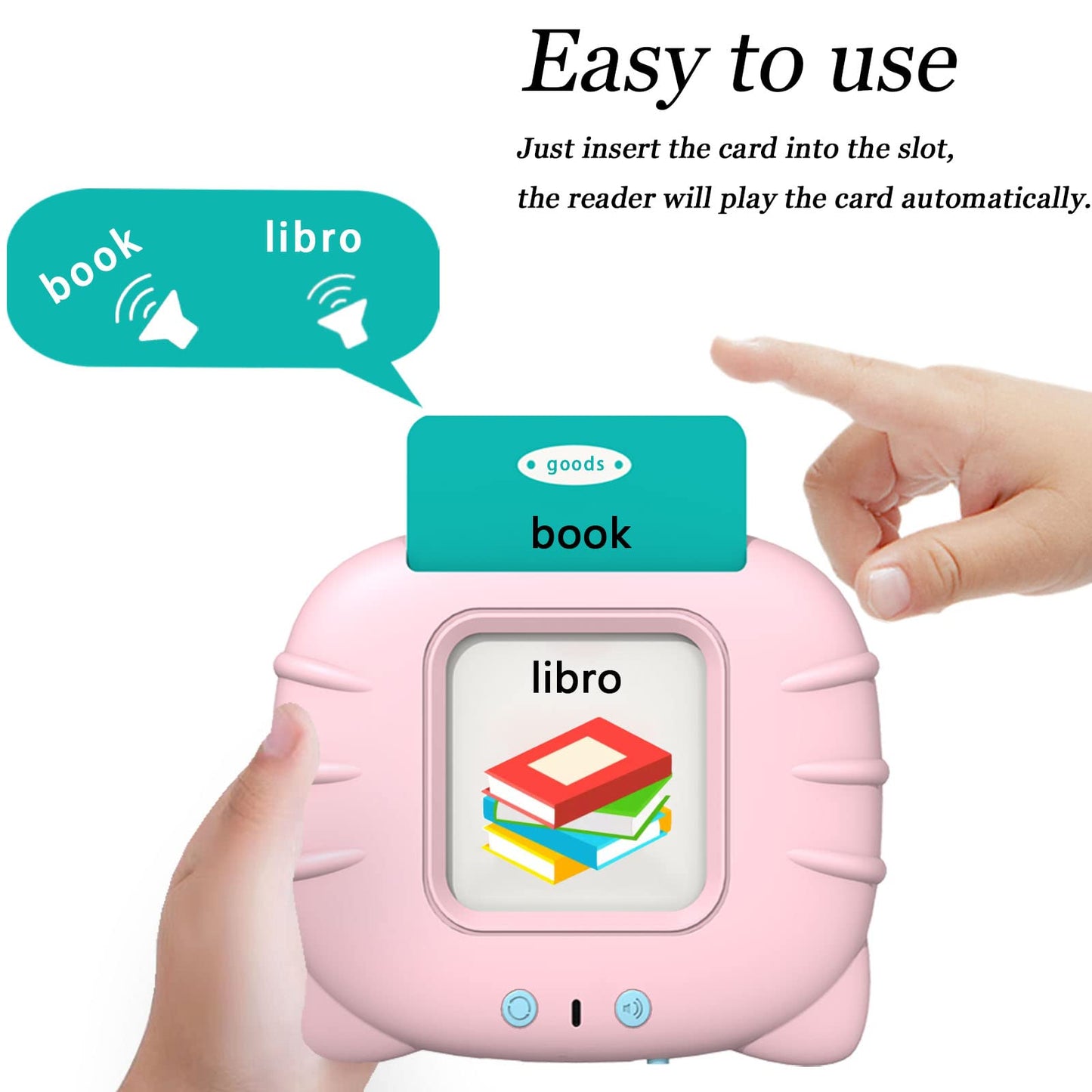 Startcan Spanish & English Talking Flash Cards for Toddlers 1 2 3 4 5 6, Audible Toys for Kids to Learn Spanish - 258 Cards and 516 Words(Pink)