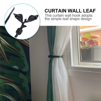 Curtain Holdbacks Curtain Wall Hooks Wall Mounted Curtain Drapery Tiebacks Heavy Duty Vintage Leaves Curtain Holdbacks for Home Office Bedroom Kitchen Black Brass