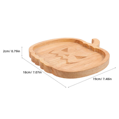 MAGICLULU Pumpkin Snack Plate Wooden Serving Platter Multipurpose Snack Container for Halloween Household Tea and Breakfast Storage Tray