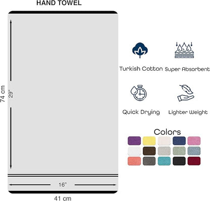 Hawmam Linen White Hand Towels for Bathroom, 16x29 Inch, Premium Turkish Cotton