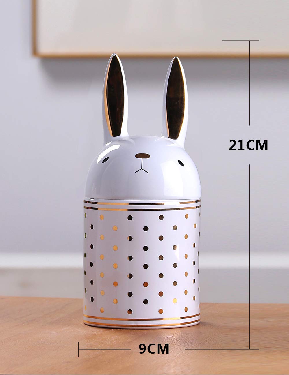 HAUCOZE Rabbit Cookie Jar Decorative Candy Jar with Lid Modern Kitchen Decor Canister Ceramic Gift 8.1 Inch