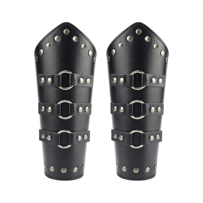1Pair Adults Faux Leather Arm Guards Bracers Cosplay Leather Arm Gauntlet Wristband Wrist Armor Medieval Belt Leather Buckle Bracers for Men Women(COLOR:black)