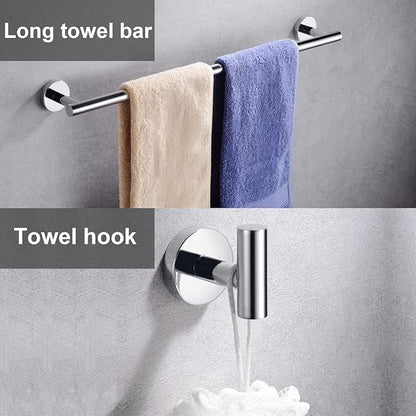 12 Pieces Polished Chrome Bathroom Hardware Accessories Set Hand Towel Ring 16&23.6 inch Round Towel Bar Toilet Paper Holder Towel Hooks 4 Pieces SUS 304 Stainless Steel,Heavy Duty,Wall Mounted