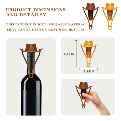 2Pcs Cowboy Hat Wine Stopper Cute Silicone Wine Bottle Stopper Fun Wine Champagne Accessories Reusable Bottle Stoppers Corks Bottle Caps Funny Western Gifts Stuff for Women Men Party Decorations