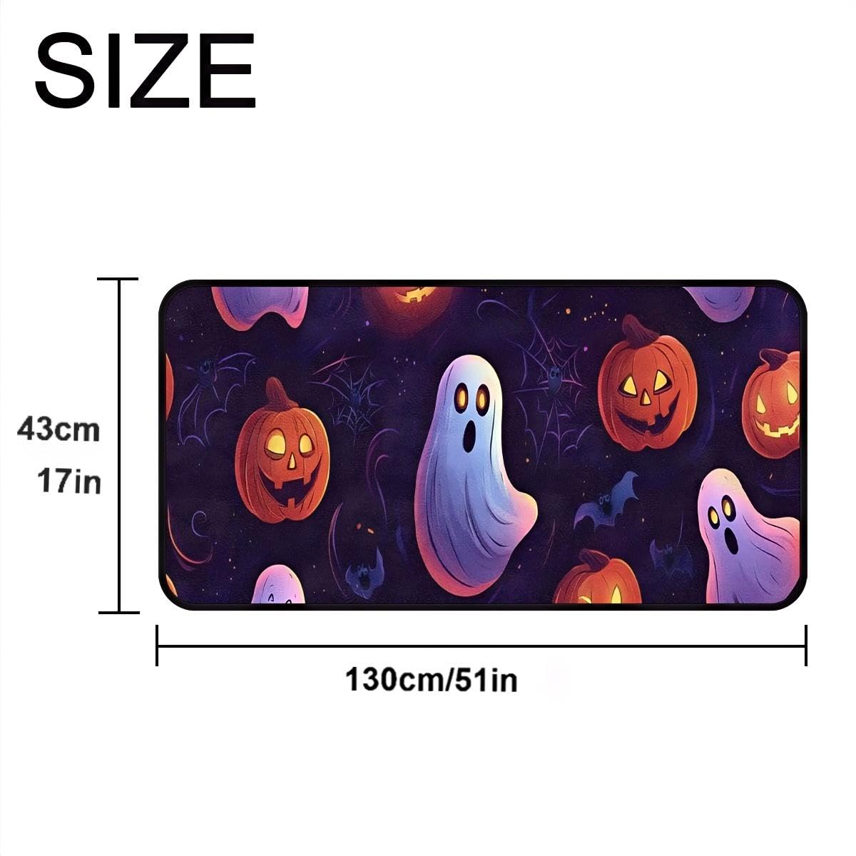 Ruiseye Halloween Holiday Pumpkin Kitchen Floor Mat, Area Rugs 17''x51'' Laundry Room Rug Runner for Laundry Room, Kitchen, Bathroom, and Mudroom