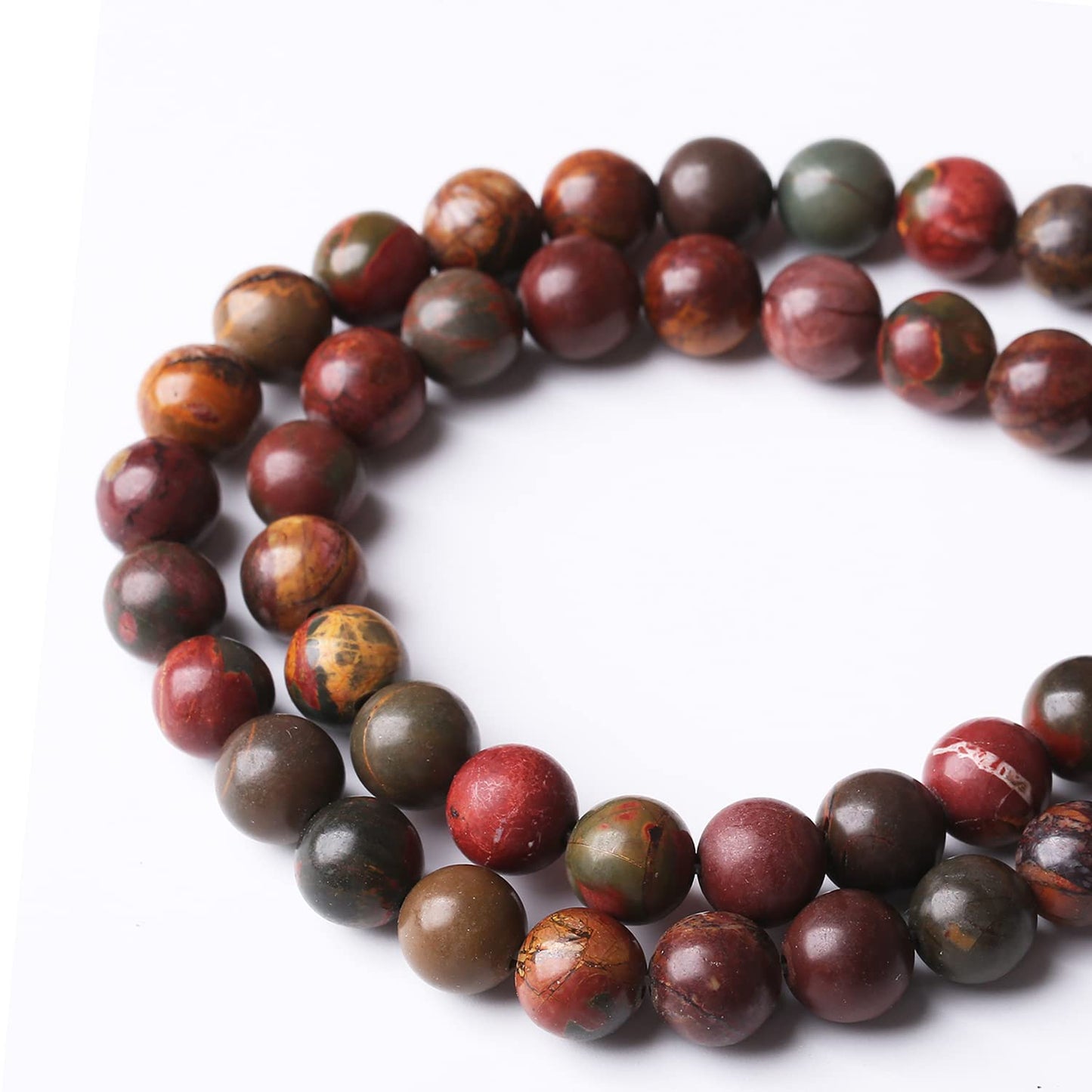 36PCS 10MM Natural Picasso Jasper Round Loose Stone Beads for Jewelry Making DIY Energy Stone Healing Power Bracelet 15"