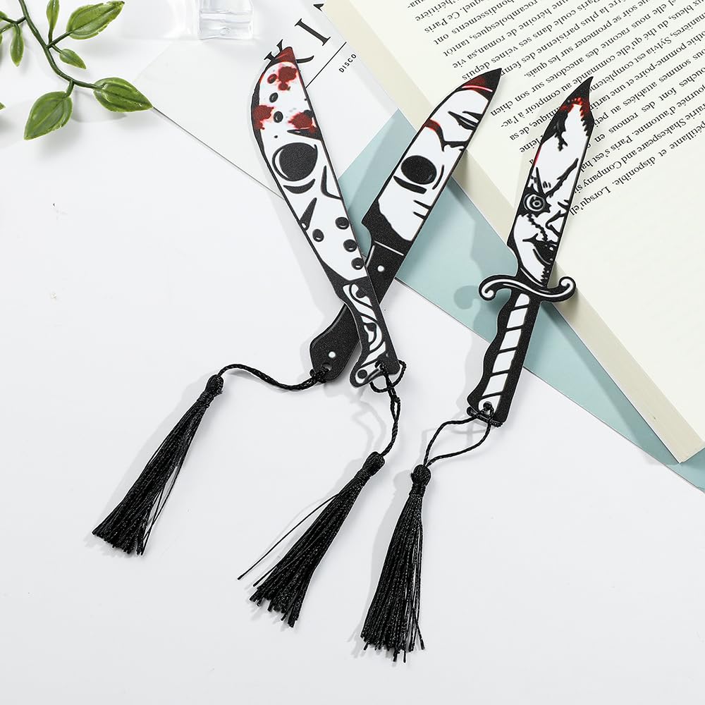 Horror Movie Character Acrylic Bookmarks - 6 Pcs Durable Scary Movie Icons for Women or Men, Reading Accessories for Book Lovers, Spooky Halloween Gift (Ghostface)