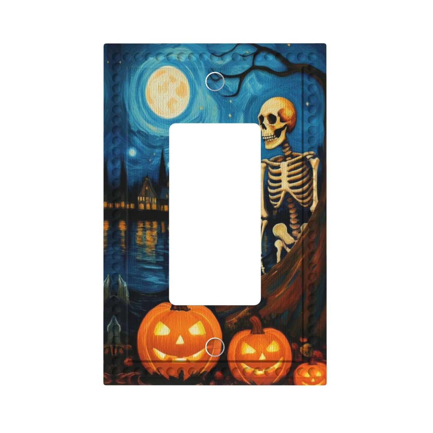 HLCoChT Decorative Art Light Switch Covers Pumpkin - lit Halloween Eve Switch Plate 1 Gang Rocker Outlet Decorative Switch plate Faceplate GFCI Light Switch Covers