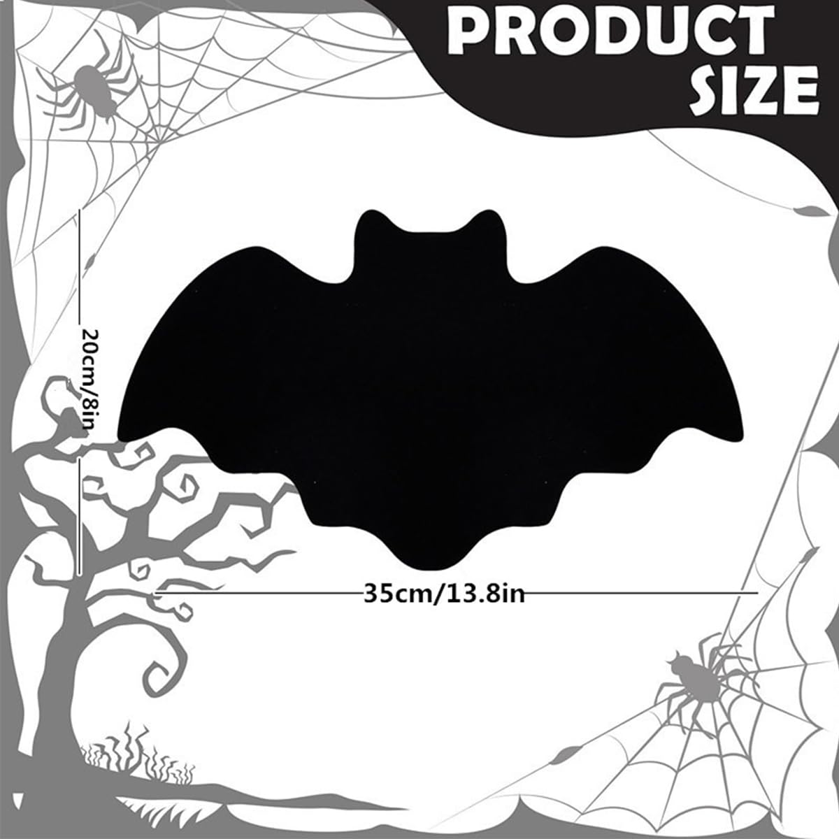 8 pcs Halloween Bat Placemats Set Black Non Slip Felt Placemats for Halloween Party Dining Table Decorative