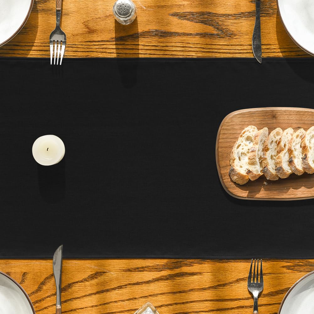 Artoid Mode Black Table Runner, Seasonal Halloween Washable Kitchen Dining Table Decoration for Home Party Decor 13x120 Inch