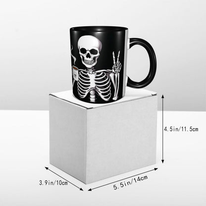 Yamegoun Skull Coffee Mug 11oz Ceramic Tea Cup Kitchen Decor Microwave Safe for Office and Home Novelty Christmas Gifts for Men Women