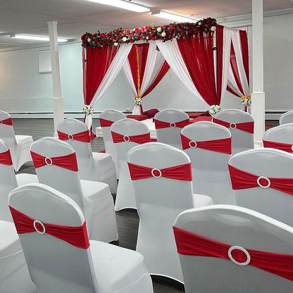 Albassa Chair Sashes Spandex Stretch Chair Bows with Buckle Slider for Wedding Party Decorations (Red, 25PCS)