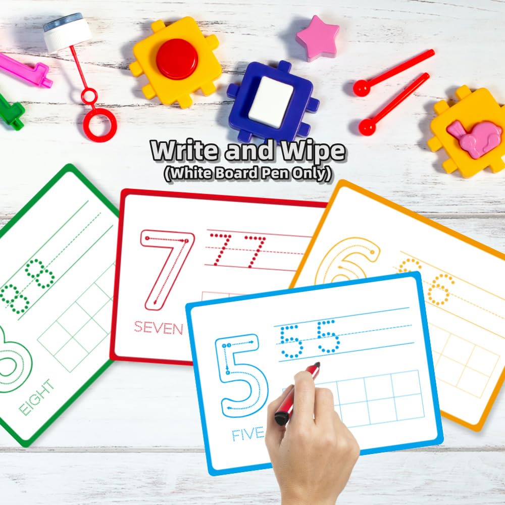 Math Task Boxes Set of 5 Math Manipulatives Themes 230+ Pieces of Number Rods, Base Ten Blocks, Ten Frame Disc Counters, Place Value Blocks, 0-9 Numbers, 3D Shapes, Activity Cards (Numbers)