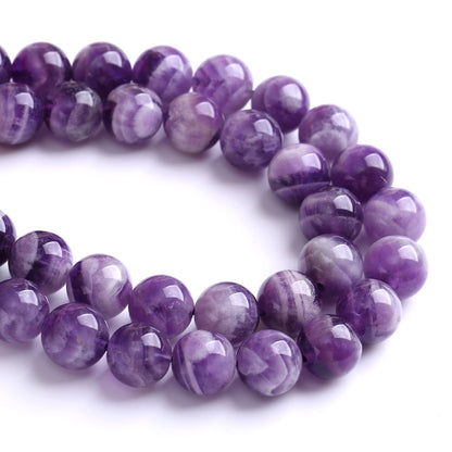 75PCS 10MM Purple Amethyst Dream Lace Beads Natural Quartz Crystal Stone Loose Beads for Jewelry Making DIY Bracelet Grade A+