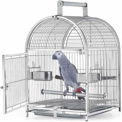 Parrot Parakeet Cage Stainless Steel Breathable Travel Cage Wrought Iron Bird Carrier Parrot Bird Cage for Extra Small Finch Zoo Love Bird Parakeets, Lovebirds, African Grey, Conure