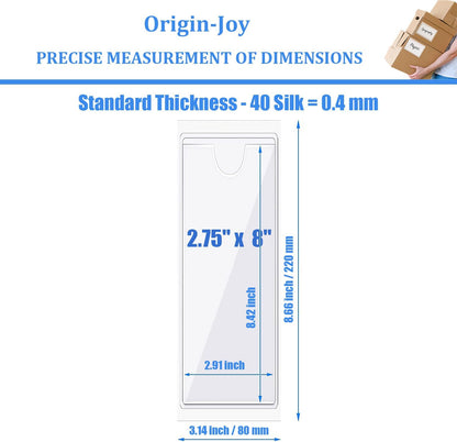 Origin-Joy 25 PCS Self-Adhesive Index Label Pockets, Clear Plastic Peel & Stick Card Holders with Top Open for Loading (2.75 x 8 inch)