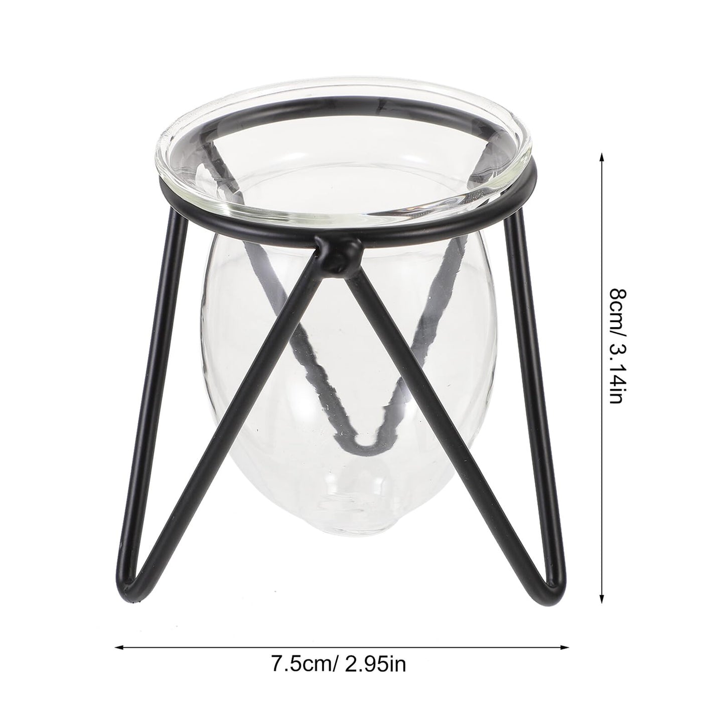 Garneck 6pcs Black Metal Stand Hydroponic Glass Flower Vases Set, Modern Small Desktop Plant Terrarium for Home Décor and Indoor Water Plants