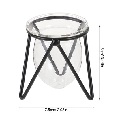 Garneck 6pcs Black Metal Stand Hydroponic Glass Flower Vases Set, Modern Small Desktop Plant Terrarium for Home Décor and Indoor Water Plants