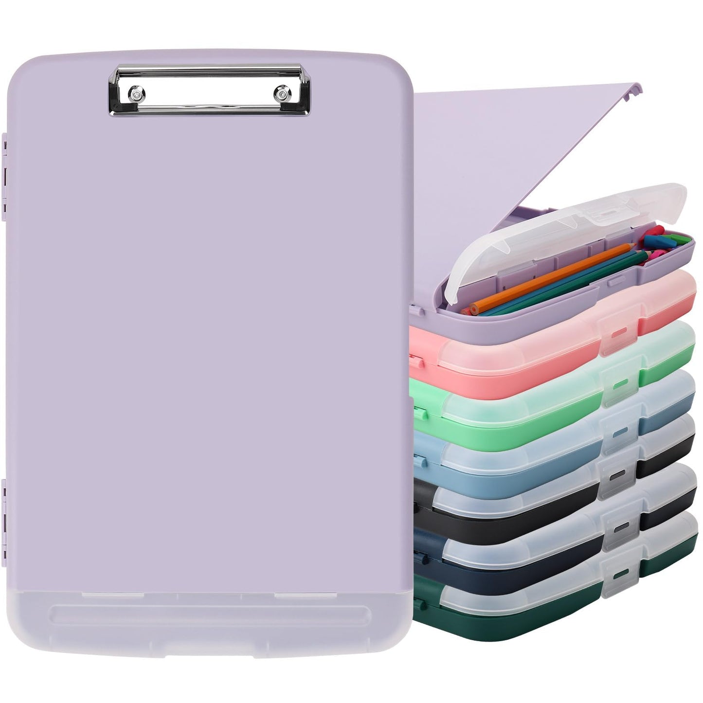 SFLHHDM Purple Clipboard, Clip Board 8.5x11, Teacher Clipboards with Storage, Plastic Clipboard with Pen Holder, Clipboards Storage for Women Teachers Work, School & Office Supplies