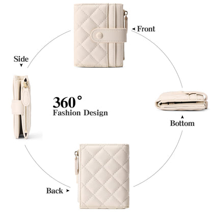GAEKEAO Small Wallet for Women Slim Bifold Leather RFID Blocking Credit Card Holder Wallets Zipper Pocket Coin Purse with ID Window