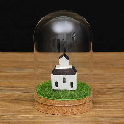 FLAMEER 10Pieces 8x12cm Clear Glass Dome Cover Cloche Bell Jar Succulent Terrariums w/Wooden Cork Base Home Study Room Decor