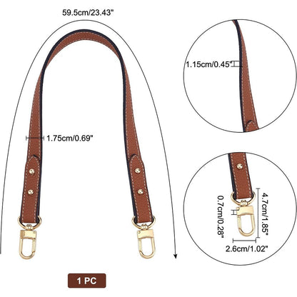 WADORN Genuine Leather Handbag Handle, 23.4 Inch Real Leather Shoulder Bag Strap Short Purse Strap Replacement Clutches Handle Tote Bucket Bag Strap DIY Bag Making Accessories, Lychee Texture, Brown
