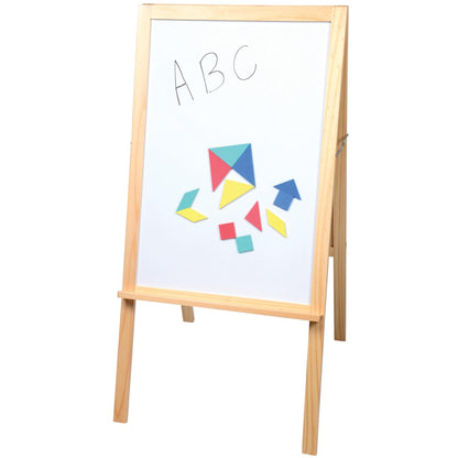 4-in-1 Wooden STEM Learning Easel – Magnetic, Write-and-Wipe & Flannel Board for Early Math, Geometry & Interactive Classroom Activities