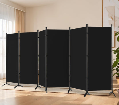 Room Divider-Folding Privacy Screens, 6 ft Partition Room Dividers Wall for Separation, Home, Office, Classroom, Studio (Black, 6 Panel)