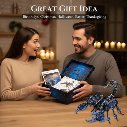 Scorpion 3D Metal Puzzles for Adults, 454PCS Stainless Steel DIY Mechanical Metal Model Kits, No Glue Assembly with Movable Joints, Challenging Metal Building Kit Desk Decor Gift(Blue-Black)