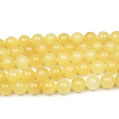 MJDCB Natural Yellow Marble Jade Round Stone Beads for Jewelry Making DIY Bracelet Necklace (8mm)