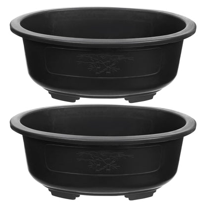 DOITOOL 2 Pcs Large Bonsai Pots 15 Inch Plastic Oval Training Planter with Drainage Holes Deep Tree Bowl for Succulent Nursery