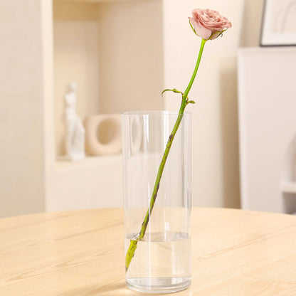 RosPynn Flower Vase Acrylic Cylinder,7.86" Tall Clear Vase for Centerpieces,Wedding Decorative,Home Décor, Non Breakable Plastic, 3.94" x 7.86" Tall Round - Clear