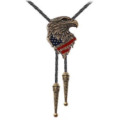 HLYMPONY 250th Anniversary of USA Eagle Bolo Tie, Western Cowboy Patriotic Accessory for Men (Bronze)