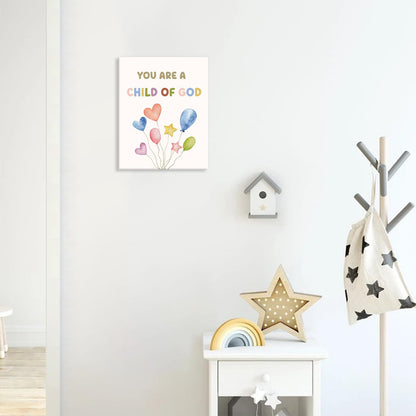 CHDITB Christian Bible Verse Framed Canvas Wall Art, Scripture Painting, Religious Rainbow Wall Decor, Boho Child of God Poster, Faith Fruit of the Spirit Art Print For Nursery Kid Room Decor 8”X10”x6