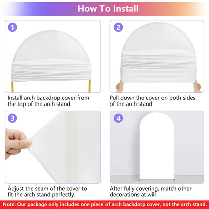 7.2FT Arch Backdrop Cover, Wedding Arch Cover Spandex Fitted Stretchy Background Stand, 2-Sided White Backdrop for Birthday Party Decorations Ceremony Baby Shower Banquet Christmas