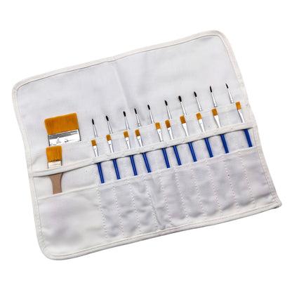 Funny live Paint Brush Holder Art Supplies, Artist Brush Holder & Storage Organizer Roll-Up Case Bag, Protect Acrylic Oil Watercolor Paintbrushes (White 22 Slot Pockets)