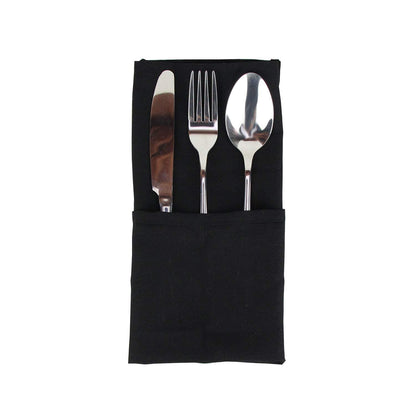INFEI Solid Color Linen Blended Thin Dinner Cloth Napkins - Set of 12 (40 x 40 cm) - for Halloween Events & Home Use (Black)
